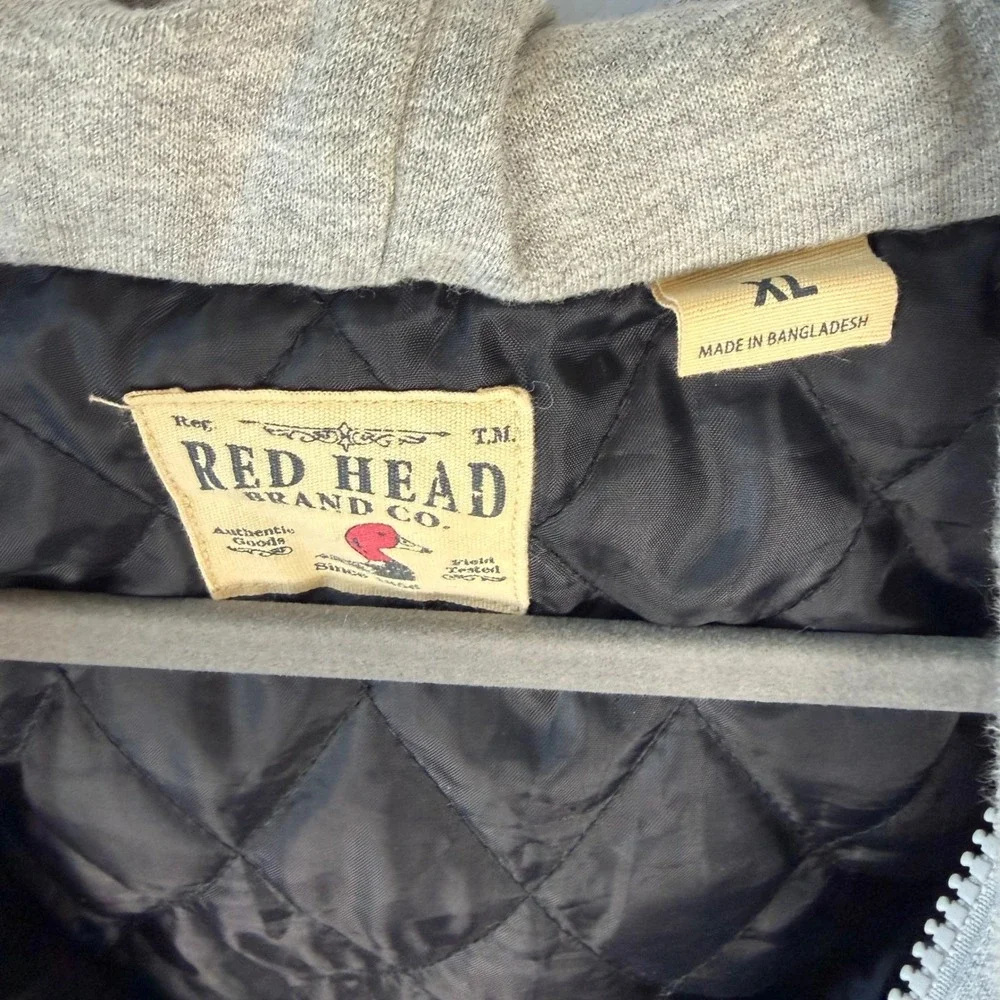 RedHead Mens XL Plaid Hooded Shacket Quilted Lined Flannel Shirt Jacket Black